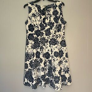 Navy and white floral dress